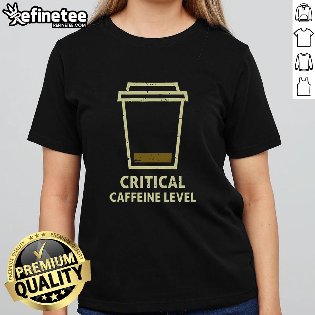 Premium Critical Caffeine Level Ladies Tee Premium Critical Caffeine Level Ladies Tee in soft fabric, featuring a stylish design perfect for coffee lovers.