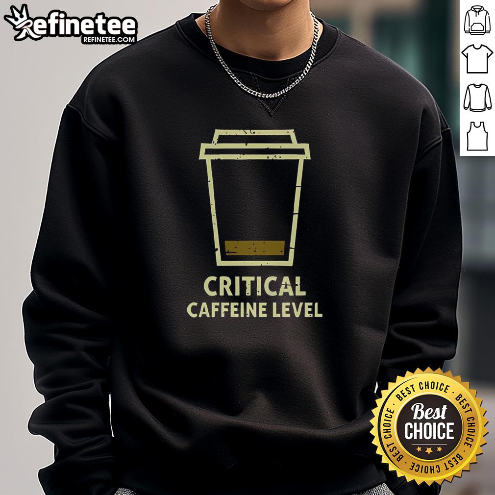 Premium Critical Caffeine Level Sweatshirt Premium Critical Caffeine Level Sweatshirt featuring a stylish design, perfect for coffee lovers and casual wear enthusiasts.