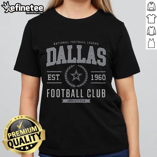 Alt Text: Stylish Premium Dallas Cowboys Football Club Ladies Tee, perfect for fans showcasing team spirit and comfort.