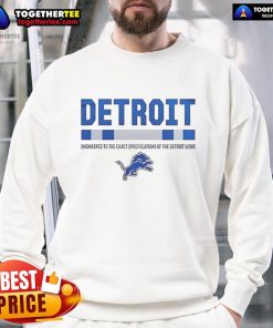 Alt Text: Premium Detroit Engineered sweatshirt designed to the exact specifications of the Lions, featuring team colors and logo.