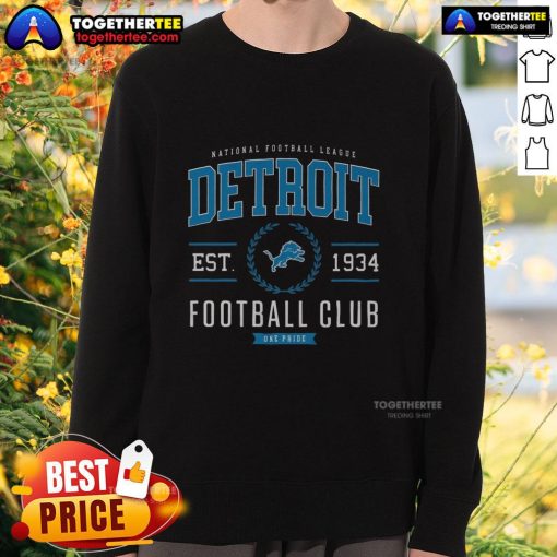 Premium Detroit Lions Football Club sweatshirt featuring team colors and logo, perfect for fans and casual wear.