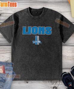 Premium Detroit Lions Throwback Washed T-Shirt featuring a vintage design and soft fabric, perfect for fans.