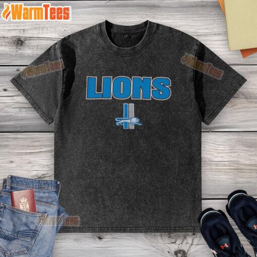 Premium Detroit Lions Throwback Washed T-Shirt featuring a vintage design and soft fabric, perfect for fans.
