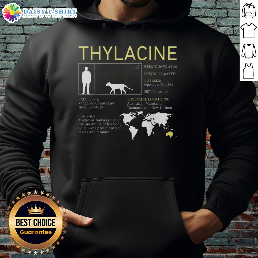 Premium Extinct Thylacine Tasmanian Tiger Vintage Wildlife Hoodie Premium extinct Thylacine Tasmanian Tiger vintage wildlife hoodie featuring a detailed graphic of the iconic creature.