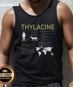 Premium Extinct Thylacine Tasmanian Tiger vintage wildlife tank top featuring a detailed graphic of the iconic marsupial.