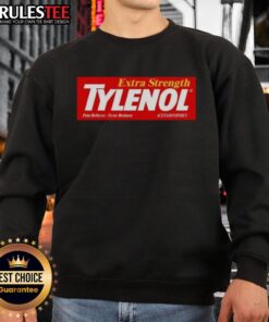 Alt Text: Premium Extra Strength Tylenol logo sweatshirt featuring a bold design on a comfortable fabric for stylish relief.