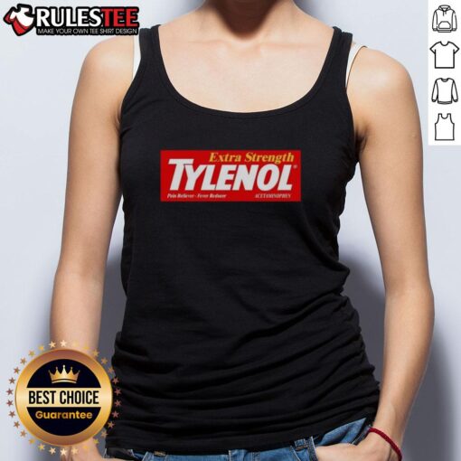 Premium Extra Strength Tylenol logo tank top featuring vibrant design, perfect for comfort and showcasing your brand loyalty.