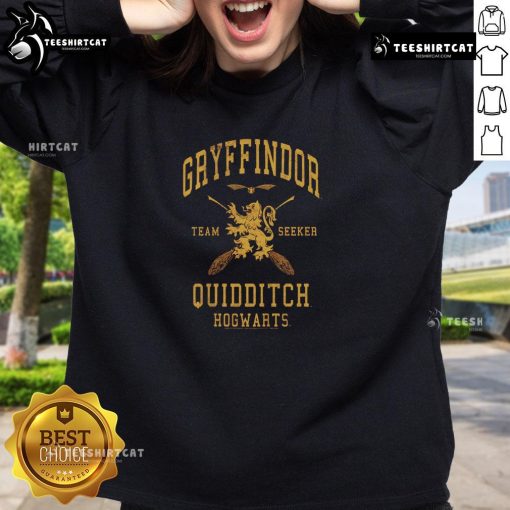Alt Text: Premium Harry Potter Gryffindor Team Seeker Sweatshirt featuring bold graphics and cozy design for fans.