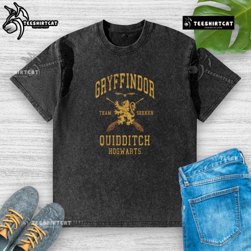 Premium Harry Potter Gryffindor Team Seeker Washed T-Shirt featuring iconic design and soft fabric for fans.