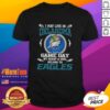 Alt Text: Premium I May Live In Oklahoma But On Game Day My Heart And Soul Belongs To Philadelphia Eagles T-shirt design.
