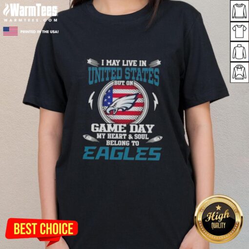 Premium ladies tee featuring 'On Game Day, My Heart and Soul Belongs to Philadelphia Eagles' design for fans in the USA.