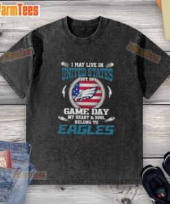 Premium washed t-shirt featuring 'My heart belongs to Philadelphia Eagles' for game day fans in the United States.