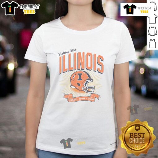 Alt Text: Premium Illinois Fighting Illini Prime Play Ladies Tee featuring vibrant team colors and stylish design for fans.