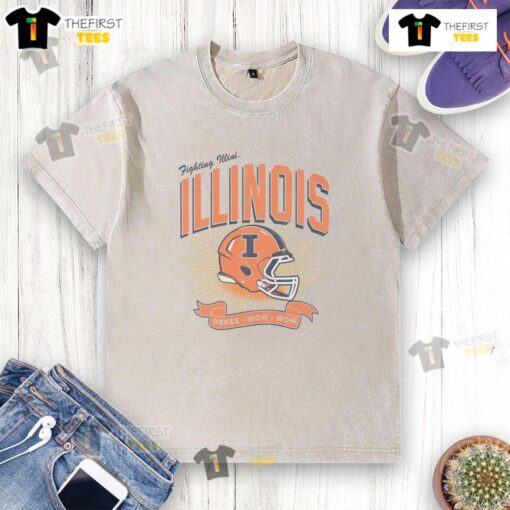 Premium Illinois Fighting Illini Prime Play Washed T-Shirt in vibrant orange, perfect for fans and casual wear.