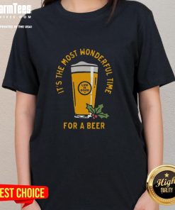 Premium ladies tee featuring 'It's The Most Wonderful Time For A Beer' design, perfect for beer lovers.