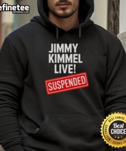 Premium Jimmy Kimmel Live Suspended Hoodie in stylish black, featuring a cozy design and iconic logo for fans.
