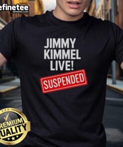 Premium Jimmy Kimmel Live Suspended T-Shirt featuring a stylish design and soft fabric, perfect for fans of the show.