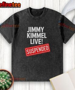 Alt Text: Premium Jimmy Kimmel Live suspended washed t-shirt featuring a stylish design and comfortable fit for fans.
