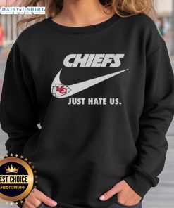 Premium Just Hate Us Nike Kansas City Chiefs Logo Sweatshirt showcasing team pride and stylish design.