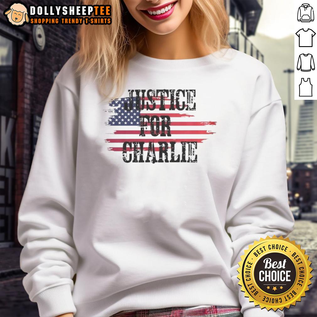 Premium Justice For Charlie Kirk Usa Flag Rest In Peace Sweatshirt Premium Justice For Charlie Kirk USA Flag Rest In Peace sweatshirt featuring patriotic design and bold lettering.