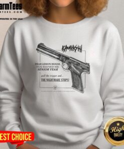Premium Kanashi Dear Lemon House You Ruined Me Senior Year white sweatshirt displayed on a model, showcasing its stylish design.