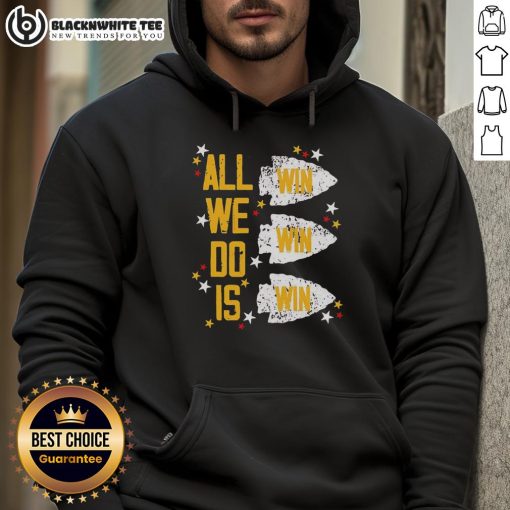 Alt Text: Premium Kansas City Chiefs All We Do Is Win Win Win hoodie in red, perfect for fans showing team spirit.
