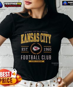 Alt Text: Premium Kansas City Chiefs Football Club ladies tee featuring team colors and logo, perfect for female fans.