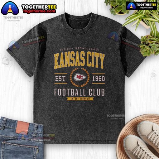 Alt Text: Premium Kansas City Chiefs Football Club washed t-shirt in red with team logo, perfect for fans and game day.