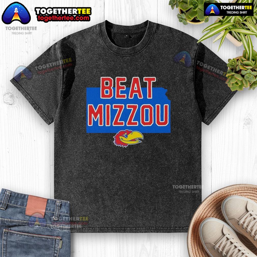 Premium Kansas Jayhawks Beat Mizzou State Washed T Shirt Premium Kansas Jayhawks Beat Mizzou State washed t-shirt in blue, showcasing team pride and comfort for fans.