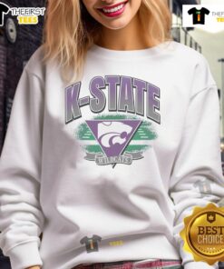 Alt Text: Premium Kansas State Wildcats Arena Fade Sweatshirt in purple, perfect for showing team spirit and staying cozy.