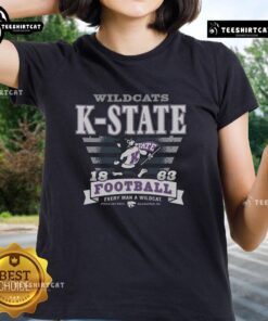 Premium Kansas State Wildcats Stripe Splash Ladies Tee in purple and white, perfect for fans and stylish game day attire.