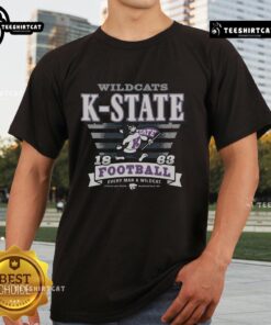 Premium Kansas State Wildcats Stripe Splash T-Shirt in purple and white, perfect for fans showing team spirit.