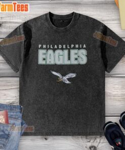 Premium Kelly Green Philadelphia Eagles Throwback Washed T-Shirt featuring vintage logo and soft fabric for comfort.
