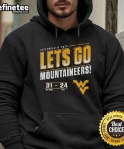 Premium hoodie featuring the 2025 Virginia Mountaineers vs. Pitt Panthers score 31-24 design for fans.