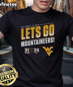 Premium Let'S Go Virginia Mountaineers Vs. Pitt Panthers 2025 Score 31-24 T-Shirt featuring vibrant team graphics.