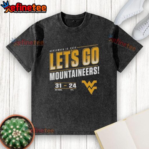Premium Let's Go Virginia Mountaineers vs Pitt Panthers 2025 score 31-24 washed t-shirt showcasing team pride.