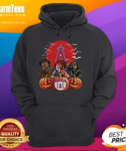 Premium Los Angeles Angels MLB Halloween hoodie featuring a horror movie design, perfect for spooky season fans.
