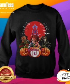 Premium Los Angeles Angels MLB horror movie Halloween sweatshirt featuring a spooky design perfect for fans and festivities.