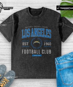 Premium Los Angeles Chargers Football Club washed t-shirt in blue, featuring team logo and relaxed fit design.