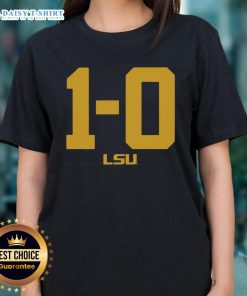 Premium LSU Football 1-0 Ladies Tee featuring stylish design and vibrant team colors for passionate fans.