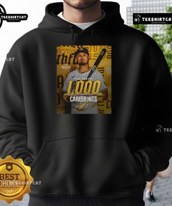 Premium Luis Arraez San Diego Padres MLB 1000 Career Hits signature poster hoodie featuring vibrant graphics and player stats.
