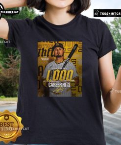 Premium Luis Arraez San Diego Padres MLB 1000 Career Hits signature poster on a stylish ladies tee.