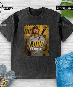 Premium Luis Arraez San Diego Padres MLB 1000 Career Hits signature poster on a washed t-shirt design.