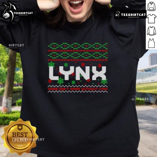 Alt Text: Premium Lynx Ugly Christmas Sweatshirt featuring a festive design with vibrant colors and fun holiday graphics.
