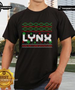 Premium Lynx Ugly Christmas T-Shirt featuring a festive design with a playful lynx graphic and vibrant holiday colors.