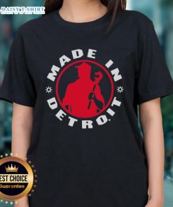 Premium Made in Detroit plumber wrench logo silhouette on a stylish ladies tee, perfect for plumbing enthusiasts.