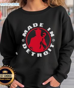 Alt Text: Premium Made in Detroit plumber wrench logo silhouette on a stylish sweatshirt, showcasing craftsmanship and quality.