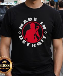 Alt Text: Premium Made In Detroit Plumber Wrench Logo Silhouette T-Shirt design featuring a stylish wrench graphic.