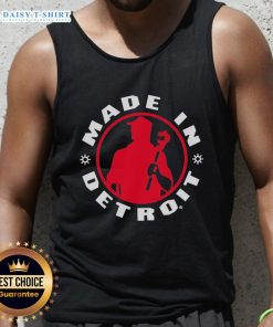 Alt Text: Premium Made in Detroit plumber wrench logo silhouette on a stylish tank top for plumbing enthusiasts.