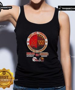 Premium Maryland Terrapins skyline tank top featuring football helmets for Saturdays and Washington Commanders Sundays.